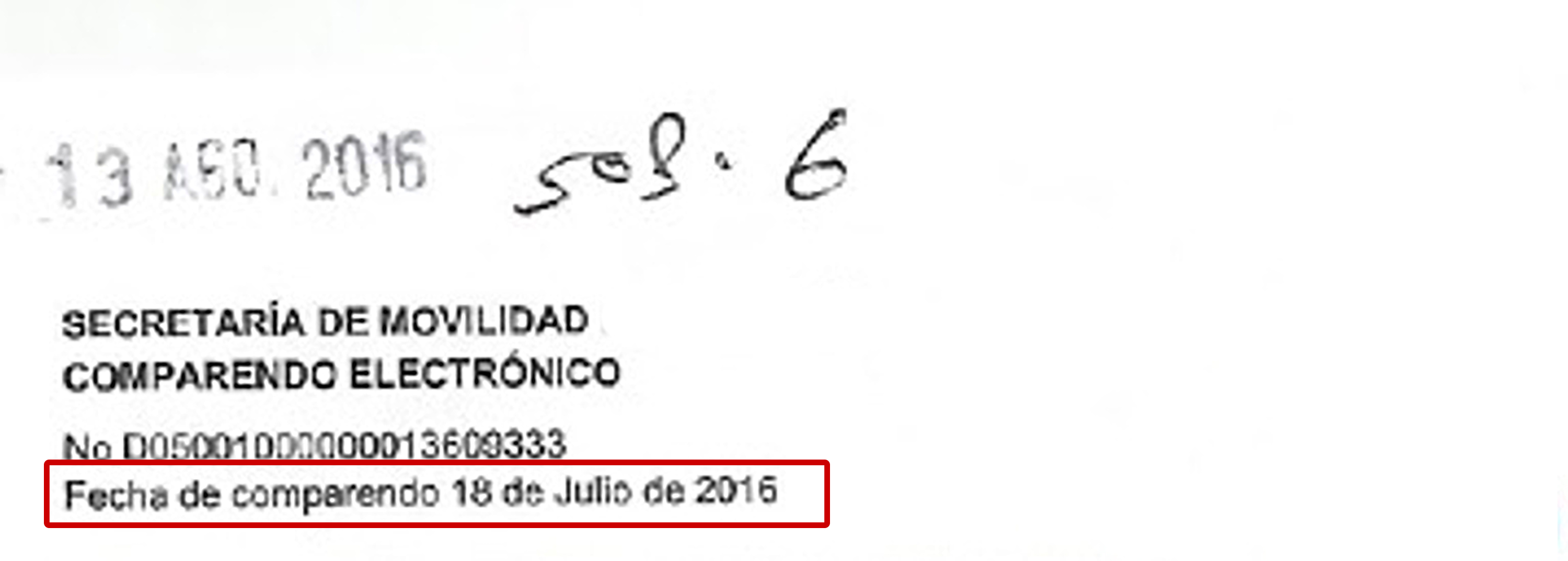 Fecha del comparendo
